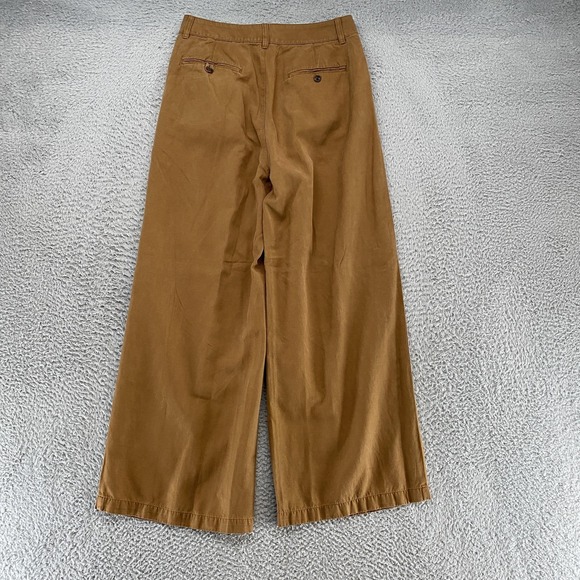 Madewell Trouser Pants Womens 8 Brown Pleated Wide Leg Relaxed Linen Minimalist - Picture 13 of 15
